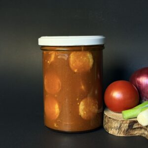 Currywurst, gekocht im Glas
