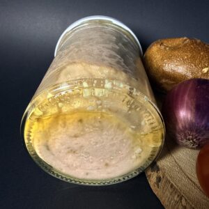 Fleischkäse Röstzwiebeln gekocht im Glas